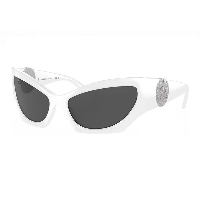 Versace Sunglasses Cat Eye Full Rim, White Frame and Dark Grey Lens VE4450314/87