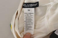 Dolce & Gabbana White Sunflower Print Sheath Midi Women's Silk