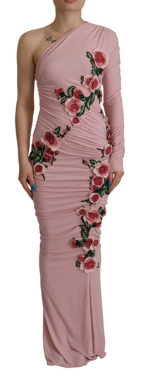 Dolce & Gabbana Pink Flower Embellished One Shoulder Women's Dress – Bluefly