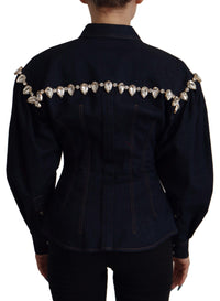 Dolce & Gabbana Dolce & Gabbana Blue Denim Crystal Embellish Cotton Women's Jacket