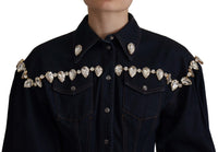 Dolce & Gabbana Dolce & Gabbana Blue Denim Crystal Embellish Cotton Women's Jacket