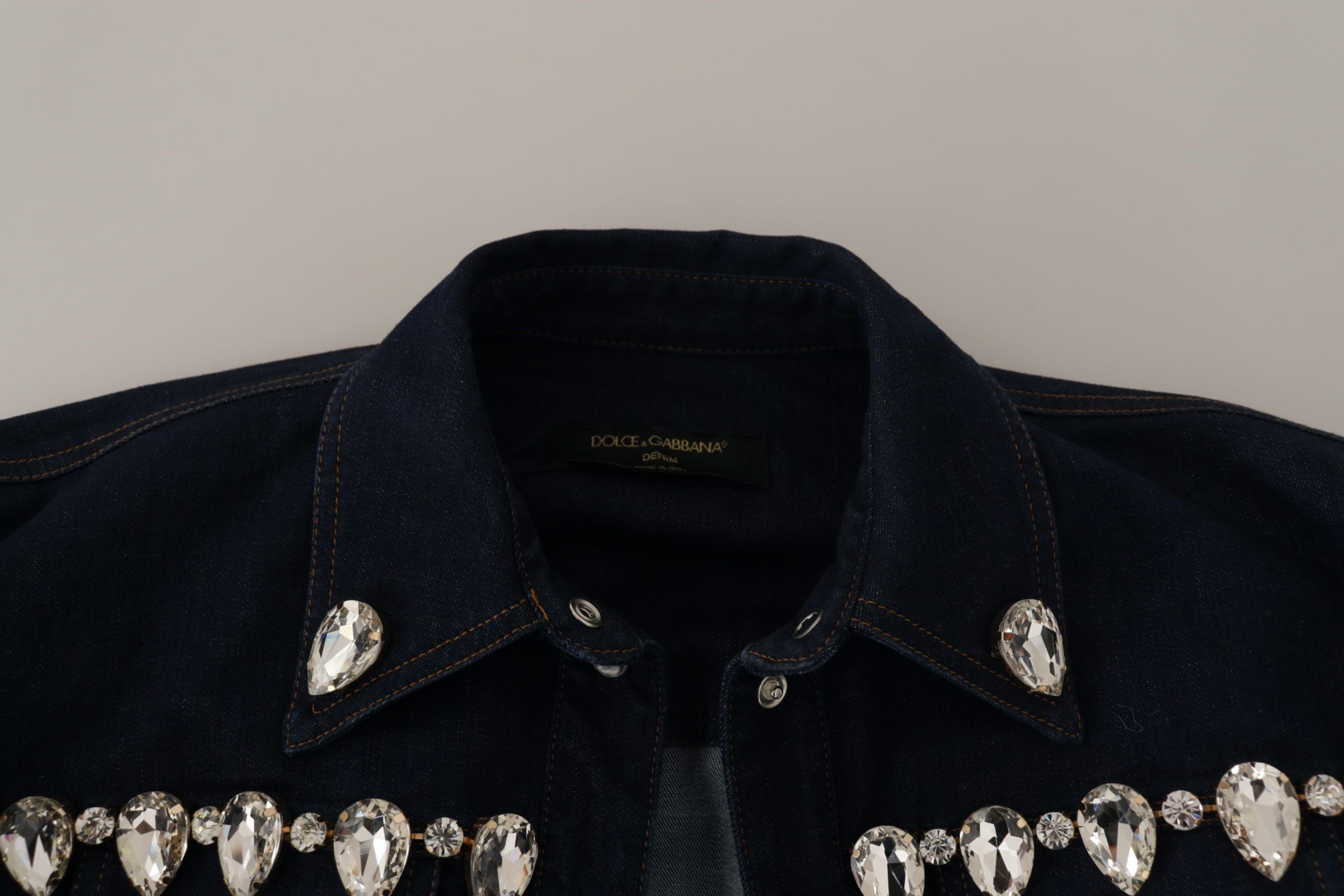 Dolce & Gabbana Dolce & Gabbana Blue Denim Crystal Embellish Cotton Women's Jacket