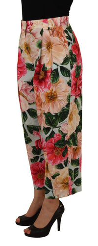 Dolce & Gabbana Multicolor Flora Printed High Waist Cropped Trouser Women's Pants