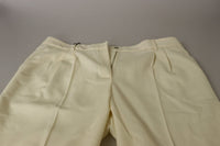 Dolce & Gabbana Ivory High Waist Cropped Folded Hem Trousers Women's Pants