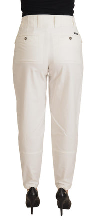 Dolce & Gabbana White High Waist Tapered Women Cotton Women's Pants