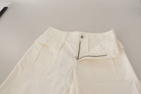 Dolce & Gabbana White High Waist Tapered Women Cotton Women's Pants