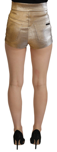 Dolce & Gabbana Gold Cotton Blend Glittered Hot Women's Shorts