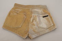 Dolce & Gabbana Gold Cotton Blend Glittered Hot Women's Shorts