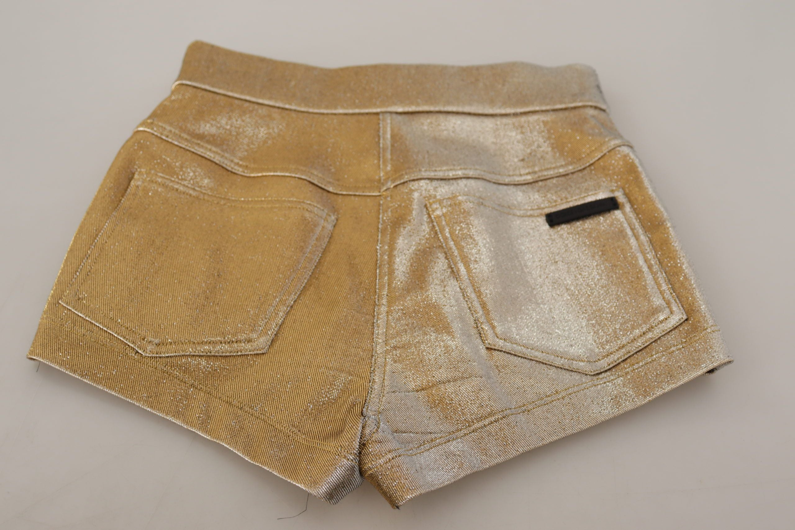 Dolce & Gabbana Gold Cotton Blend Glittered Hot Women's Shorts