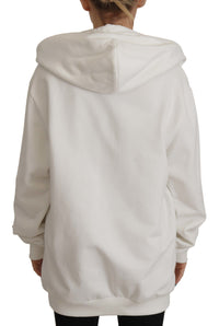 Dolce & Gabbana White Hoodie Pullover Embroidered Women's Sweater