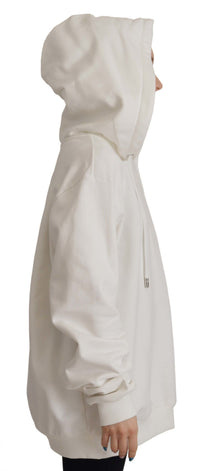 Dolce & Gabbana White Hoodie Pullover Embroidered Women's Sweater