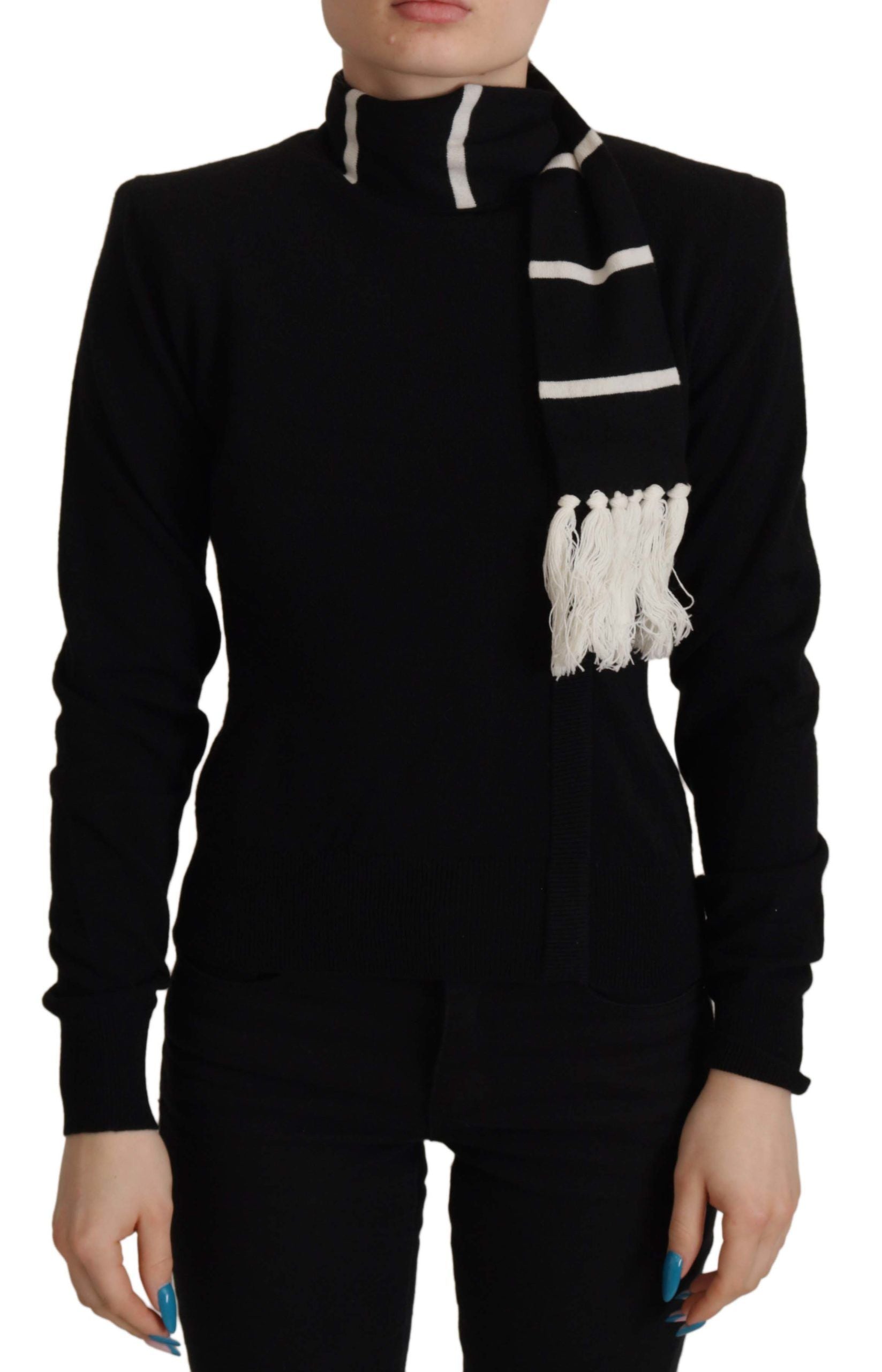 Dolce & Gabbana Black Cashmere Turtleneck Pullover Women's Sweater