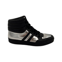 Gucci Gucci Men's High Top Contrast Padded Black/Silver Leather Sneakers (Authentic Pre-Loved)
