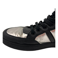Gucci Gucci Men's High Top Contrast Padded Black/Silver Leather Sneakers (Authentic Pre-Loved)