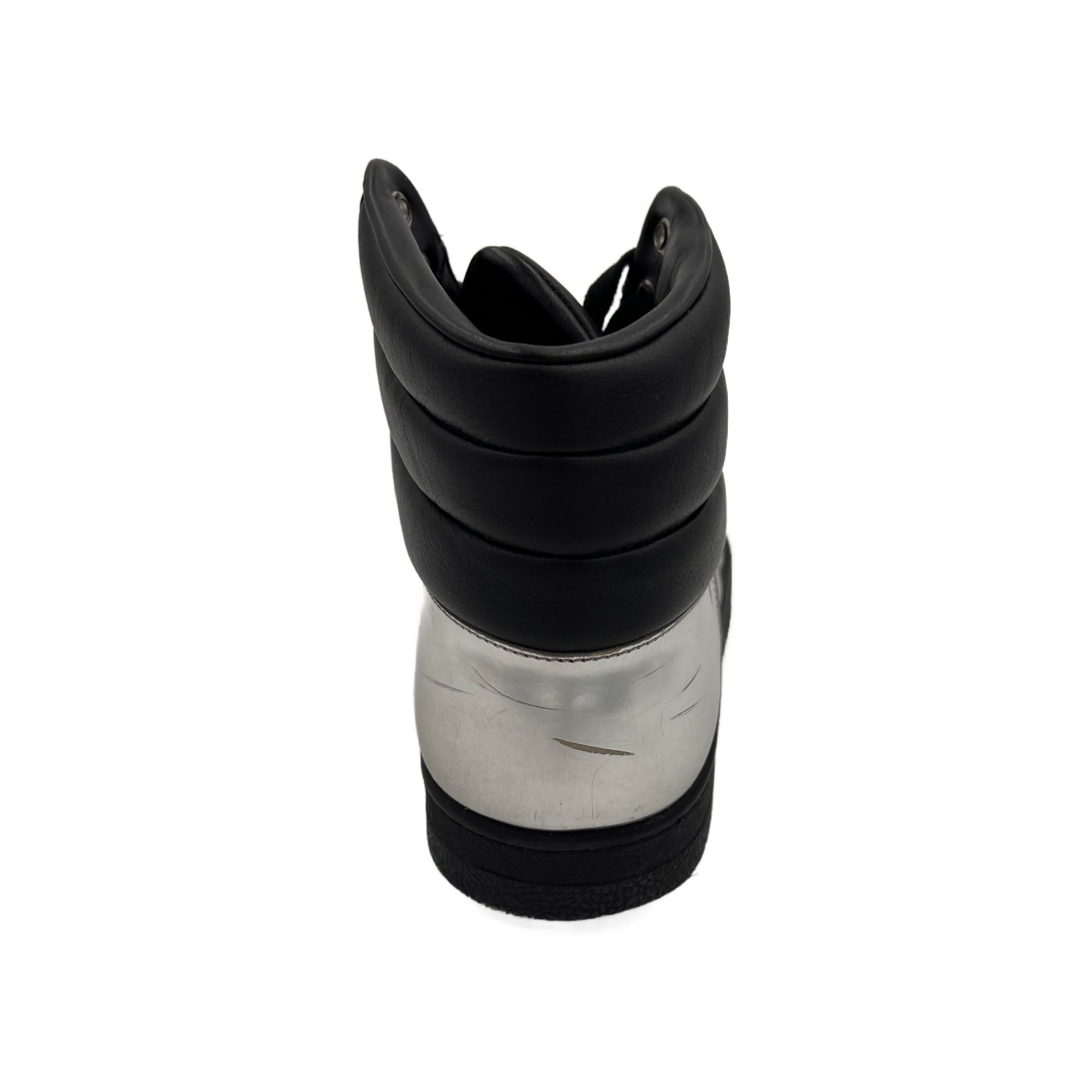Gucci Gucci Men's High Top Contrast Padded Black/Silver Leather Sneakers (Authentic Pre-Loved)