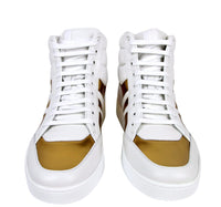 Gucci Gucci Men's High top Contrast Padded White / Gold Leather Sneaker (Pre-Loved)