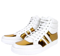 Gucci Gucci Men's High top Contrast Padded White / Gold Leather Sneaker (Pre-Loved)
