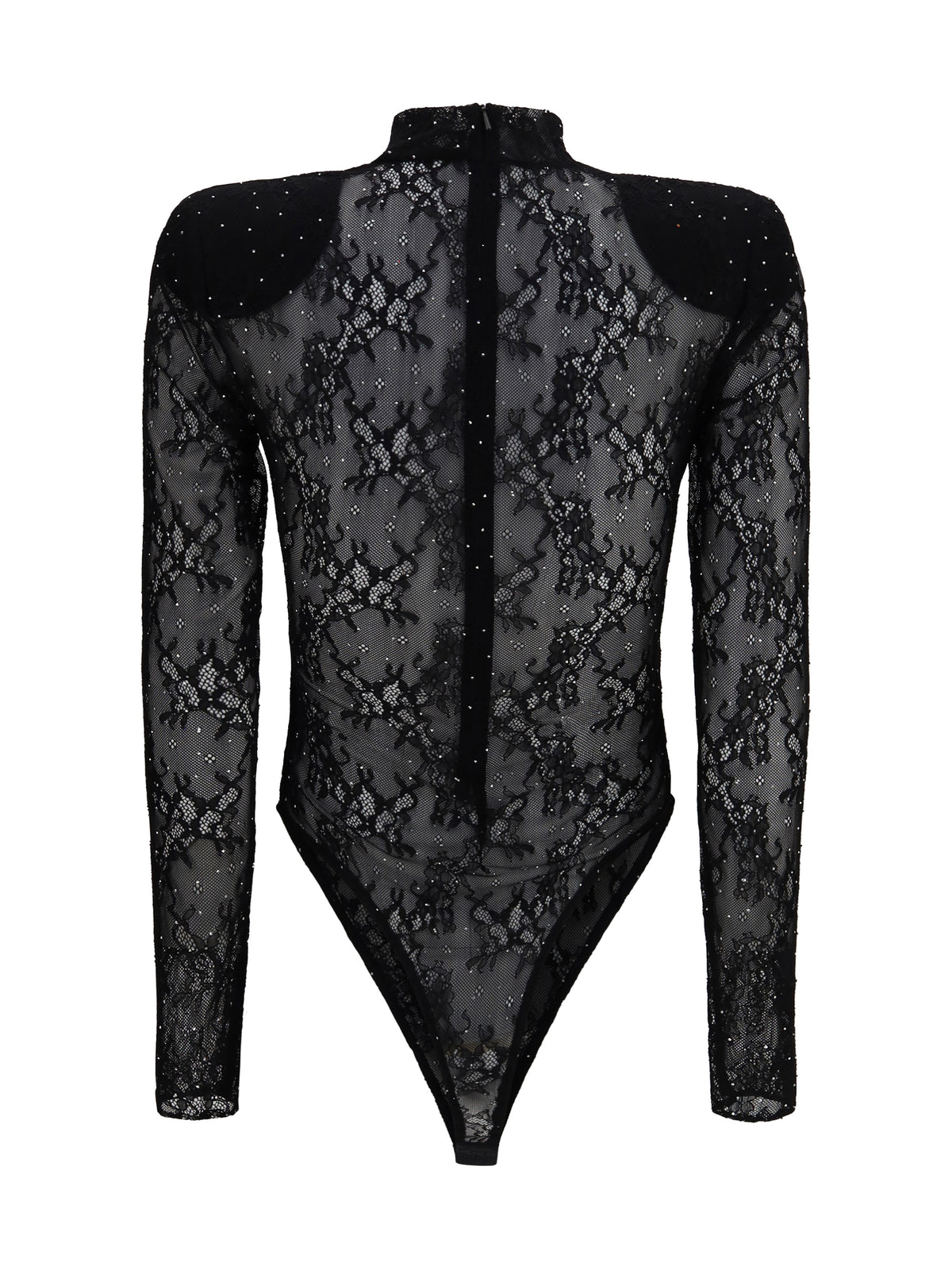 Nissa Women Long-Sleeve Lace And Rhinestone Bodysuit