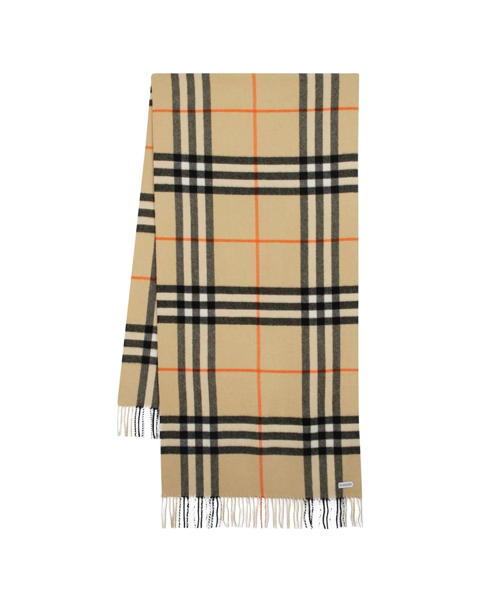 Burberry Plaid Cashmere Scarf Women Beige Scarves & Shawls