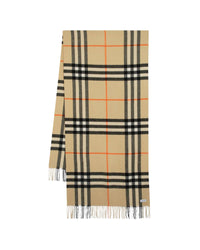 Burberry Plaid Cashmere Scarf Women Beige Scarves & Shawls