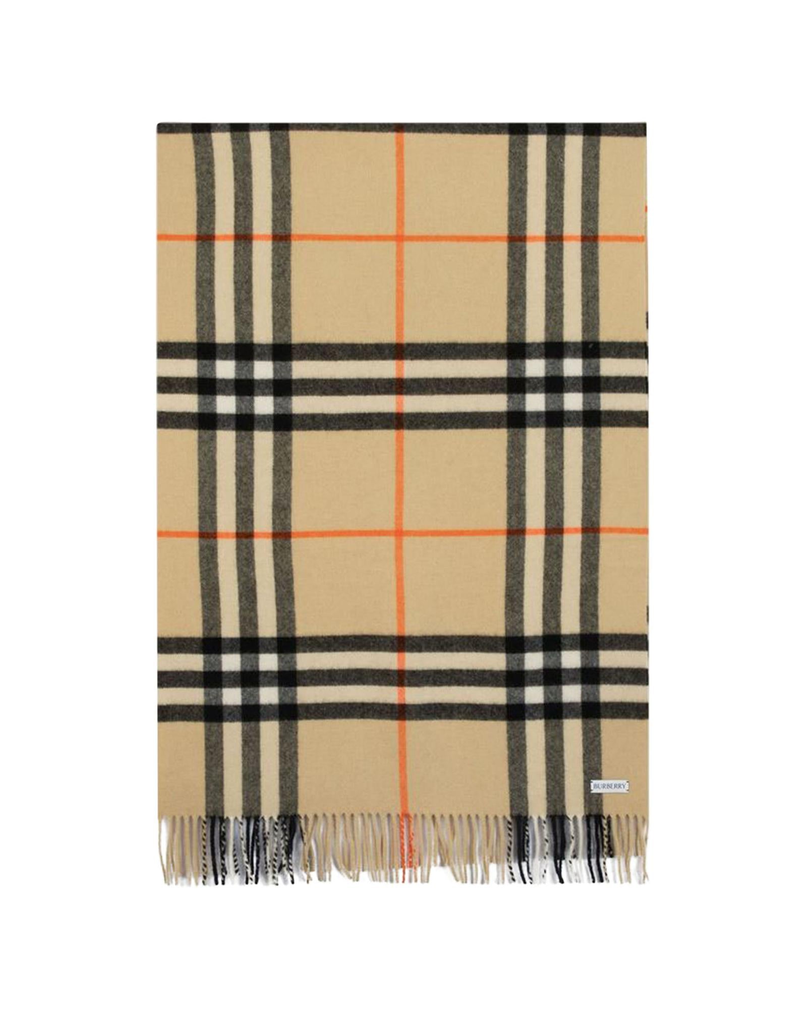 Burberry Plaid Cashmere Scarf Women Beige Scarves & Shawls