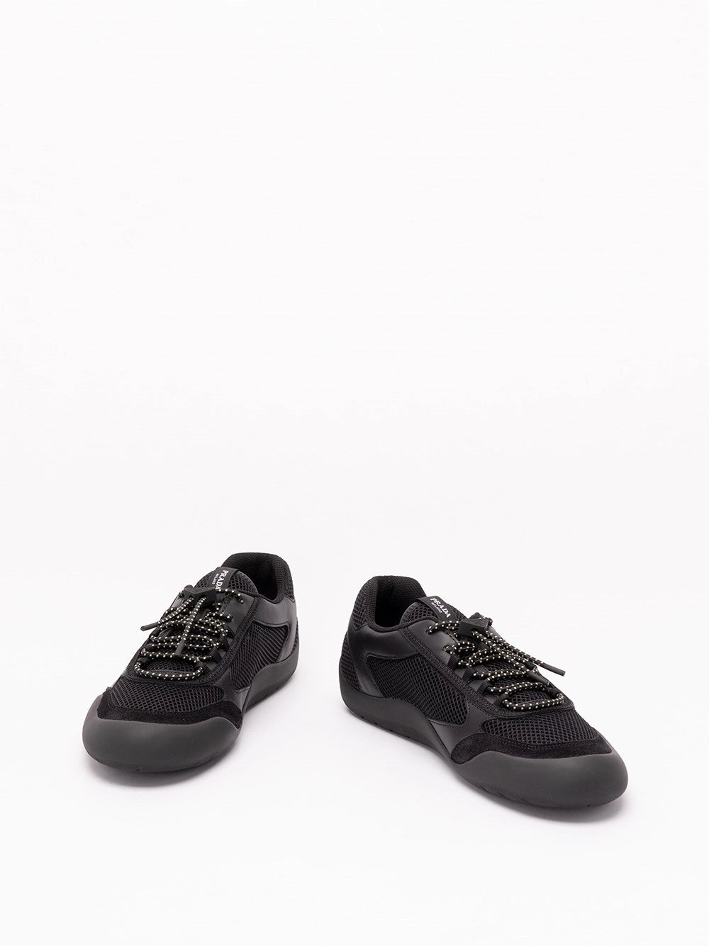 Prada Prada Men Speedrock Leather And Mesh Fabric Sneakers