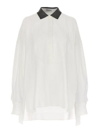Brunello Cucinelli Brunello Cucinelli Monili-Collar Cotton Blouse