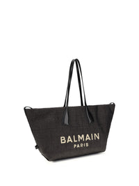 BALMAIN Balmain Women Track Shoulder Bag In Leather And Raffia