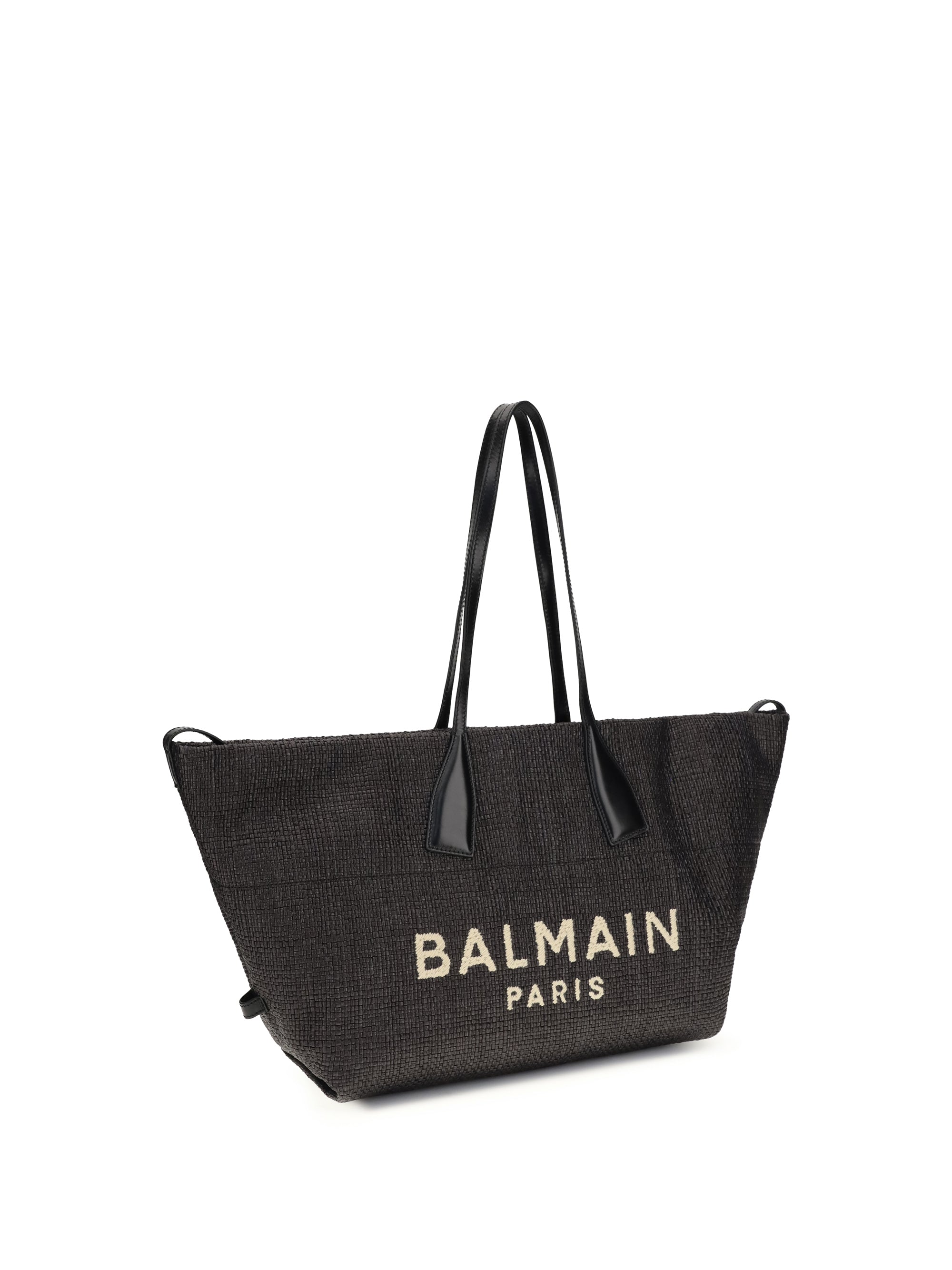 BALMAIN Balmain Women Track Shoulder Bag In Leather And Raffia