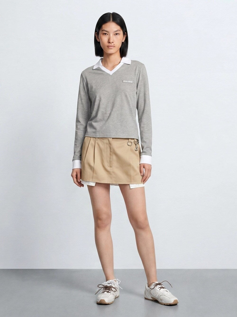 Miu Miu Women Cotton Chino Mini Skirt