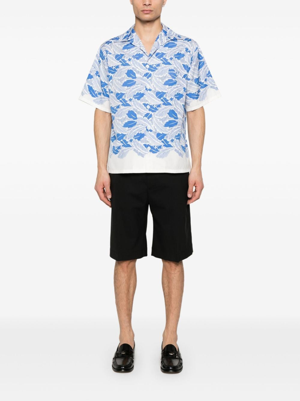Prada Men Short-Sleeved Printed Cotton Shirt