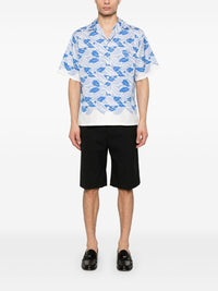 Prada Men Short-Sleeved Printed Cotton Shirt