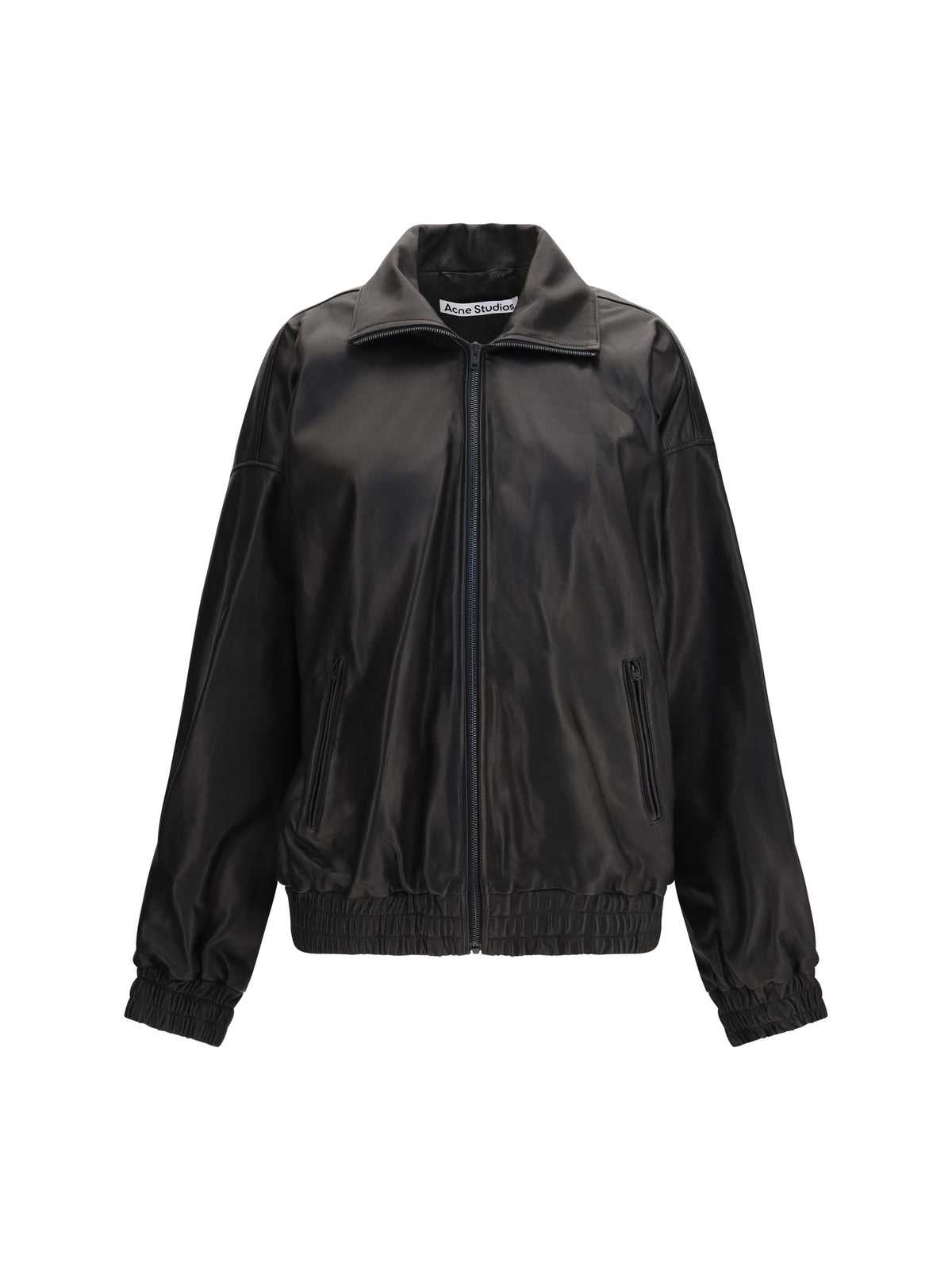 Acne Studios Women Leather Jacket With High Collar