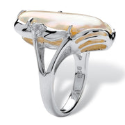 PalmBeach Jewelry Sterling Silver Genuine Cultured Freshwater Pearl and Round Genuine White Topaz Ring Sizes 5-10