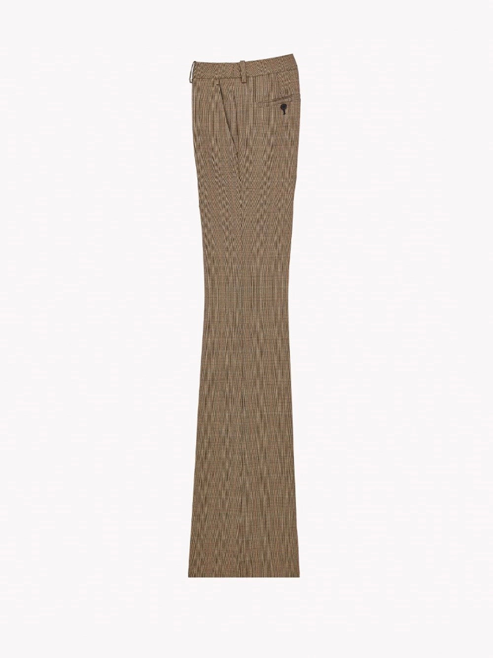 Saint Laurent Women Flared Pants In Puppytooth Prince Of Wales Wool