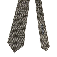 Bottega Veneta Men's Flower Print Beige / Dark Brown Silk Woven Tie