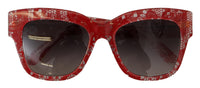 Dolce & Gabbana Dolce & Gabbana Red Lace Acetate Rectangle Shades  DG4231F  Women's Sunglasses