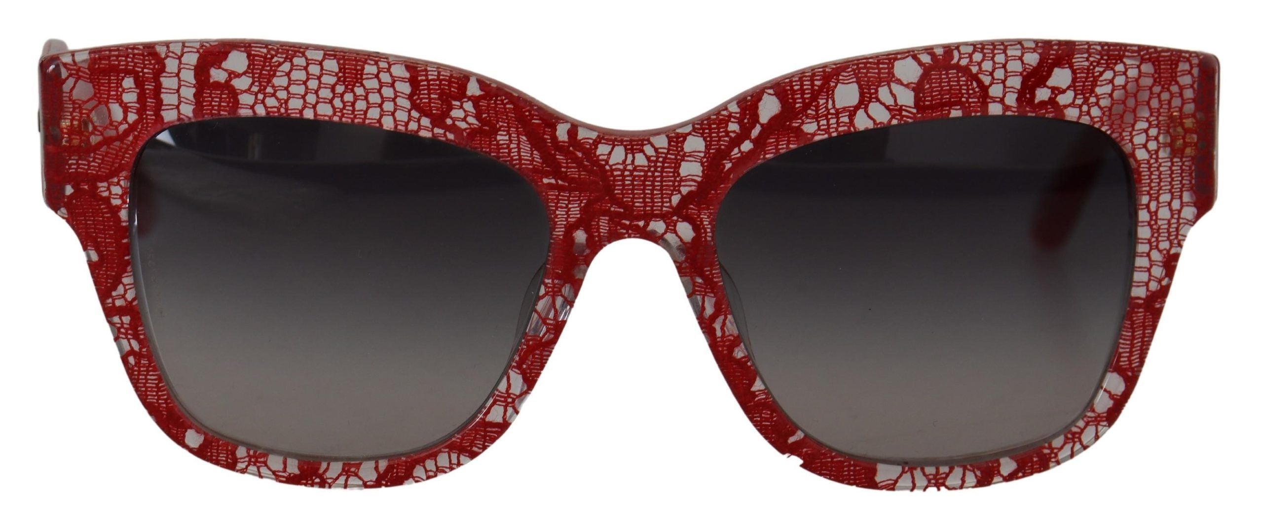 Dolce & Gabbana Dolce & Gabbana Red Lace Acetate Rectangle Shades  DG4231F  Women's Sunglasses