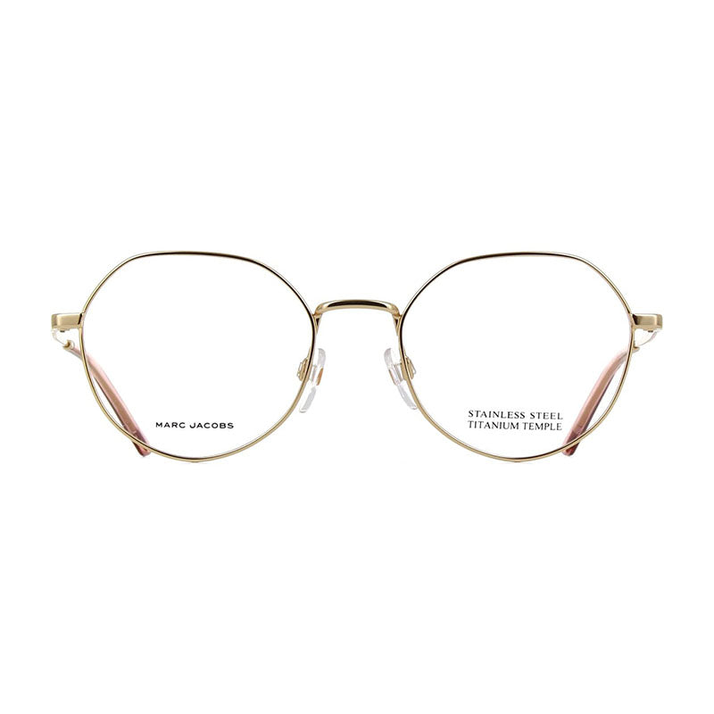 Marc Jacobs Eyeglasses Round Full Rim, Pink/Gold Frame and Clear Demo Lenses Lens MARC705/G035J00