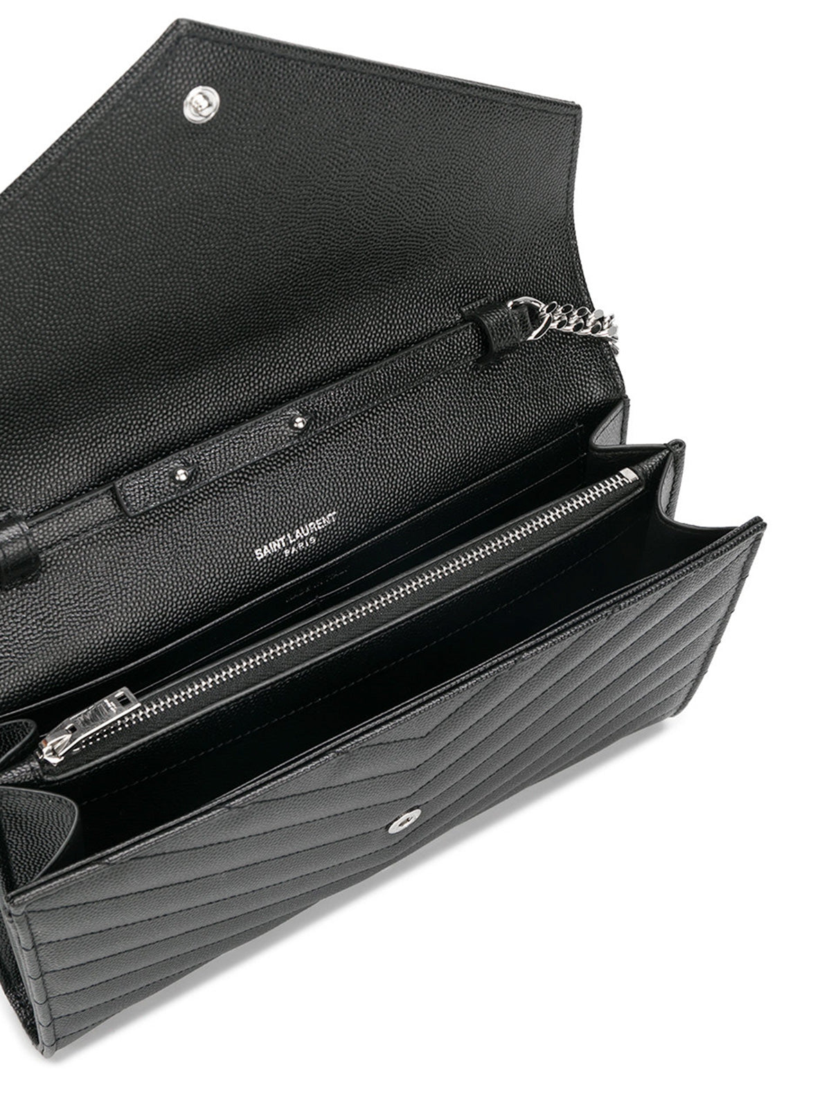 SAINT LAURENT Saint Laurent Women Classic Cassandre Chain Wallet In Grain De Poudre Leather