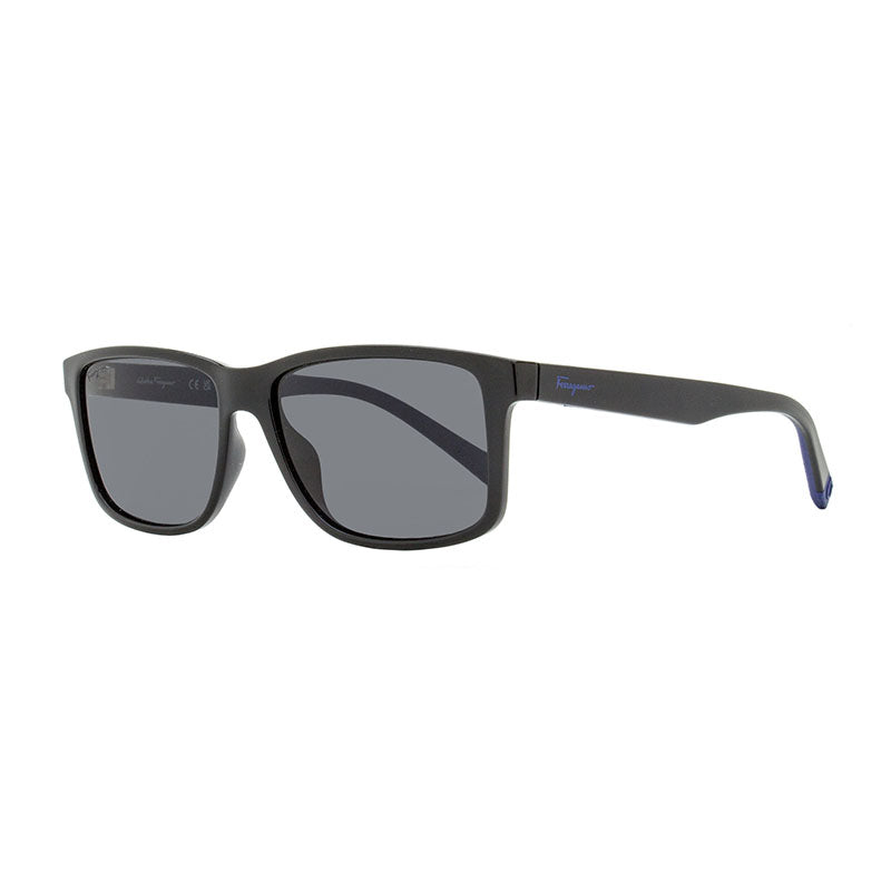 Salvatore Ferragamo Sunglasses Square Full Rim, Dark Green/Beige Frame and Green Grey Lens SF938S338