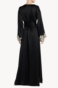 La Perla Black Long Silk Robe With Frastaglio Lpd0019231