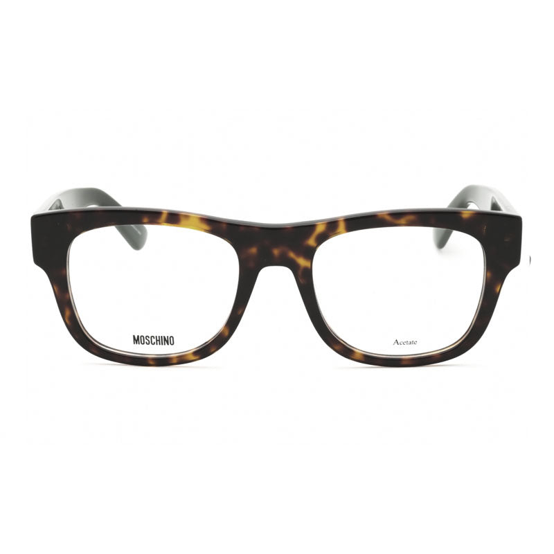 Moschino Eyeglasses Square Full Rim, Havana Frame and Clear Demo Lenses Lens MOS646008600