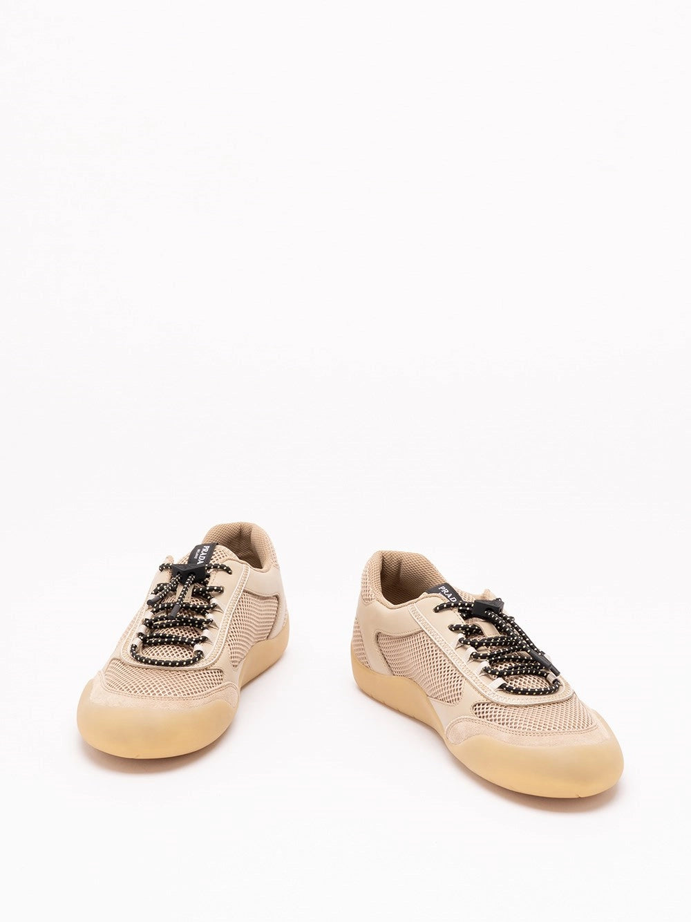Prada Prada Men Speedrock Leather And Mesh Fabric Sneakers