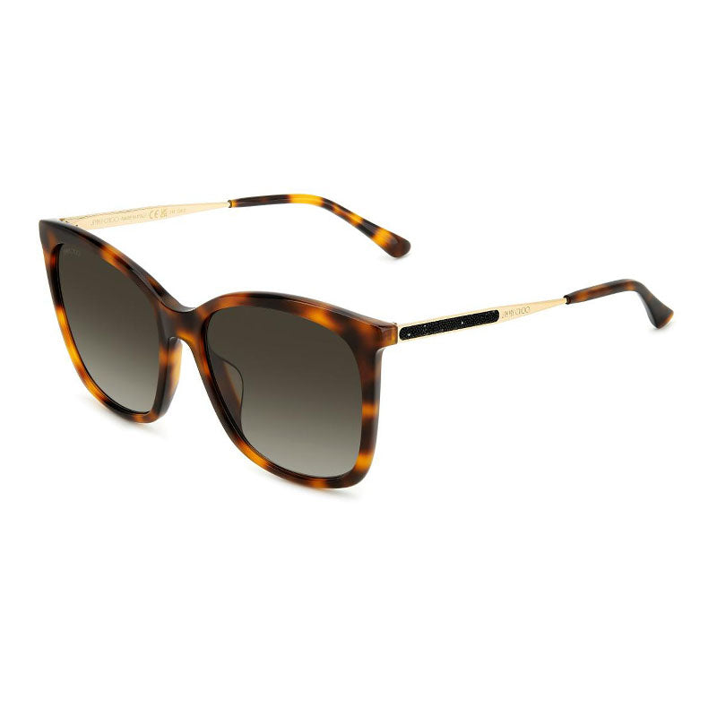 Jimmy Choo Sunglasses Square Full Rim, Havana/Gold Frame and Brown Gradient Lens NEREA/G/S005LHA