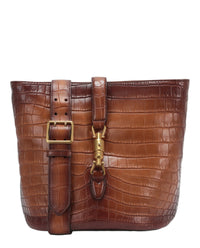 Gucci Womens Jackie Crocodile Bucket Bag Medium Cuir Rocky