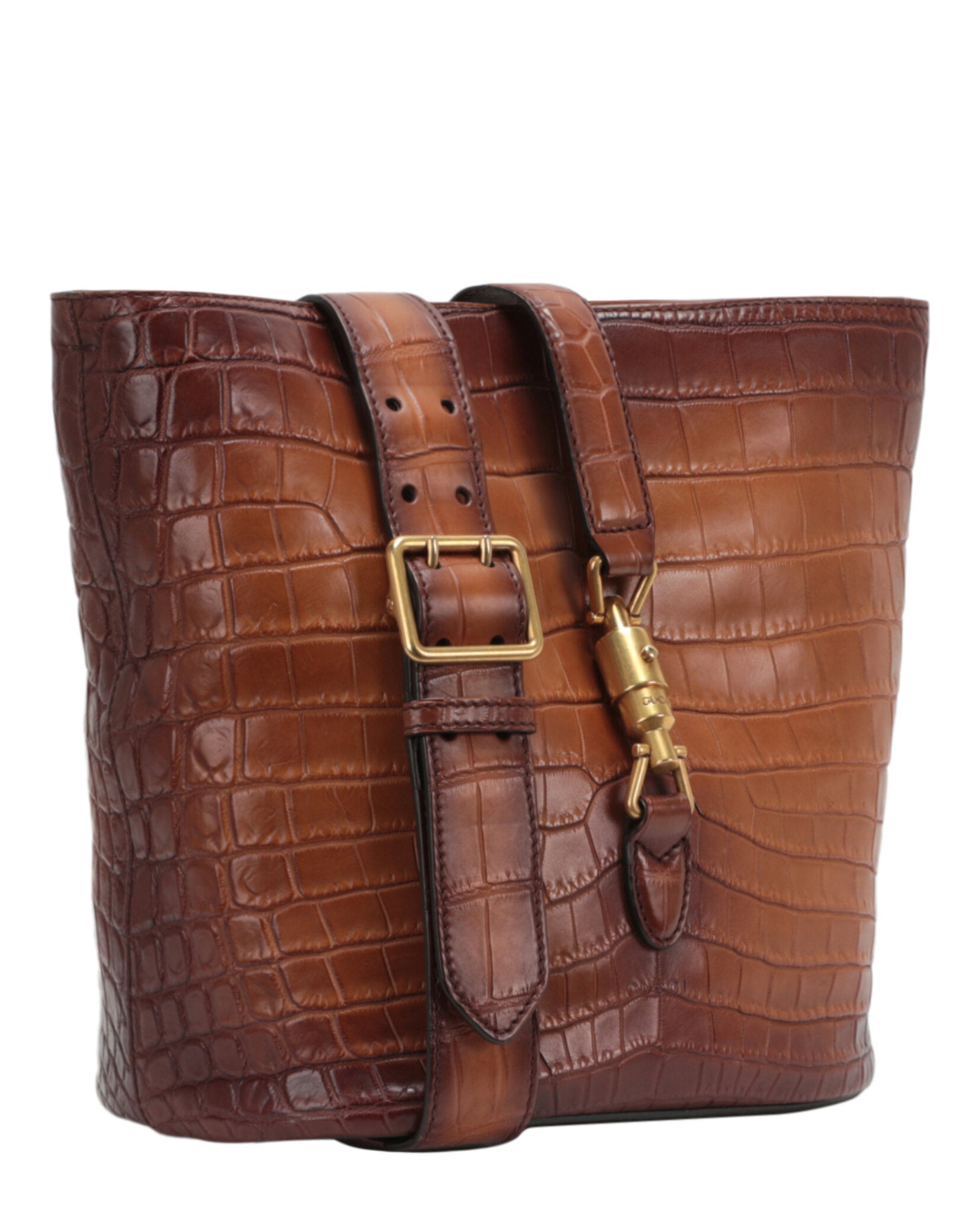 Gucci Womens Jackie Crocodile Bucket Bag