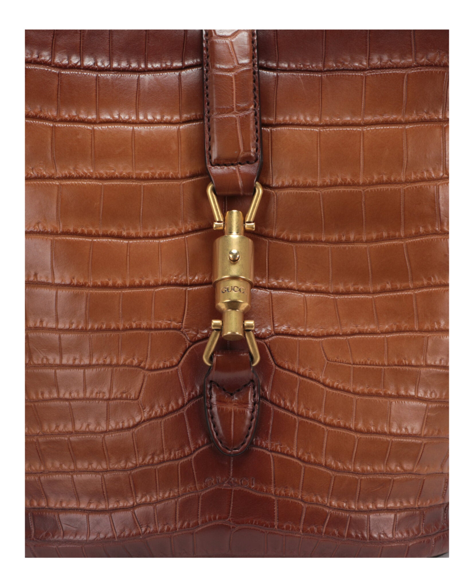 Gucci Womens Jackie Crocodile Bucket Bag