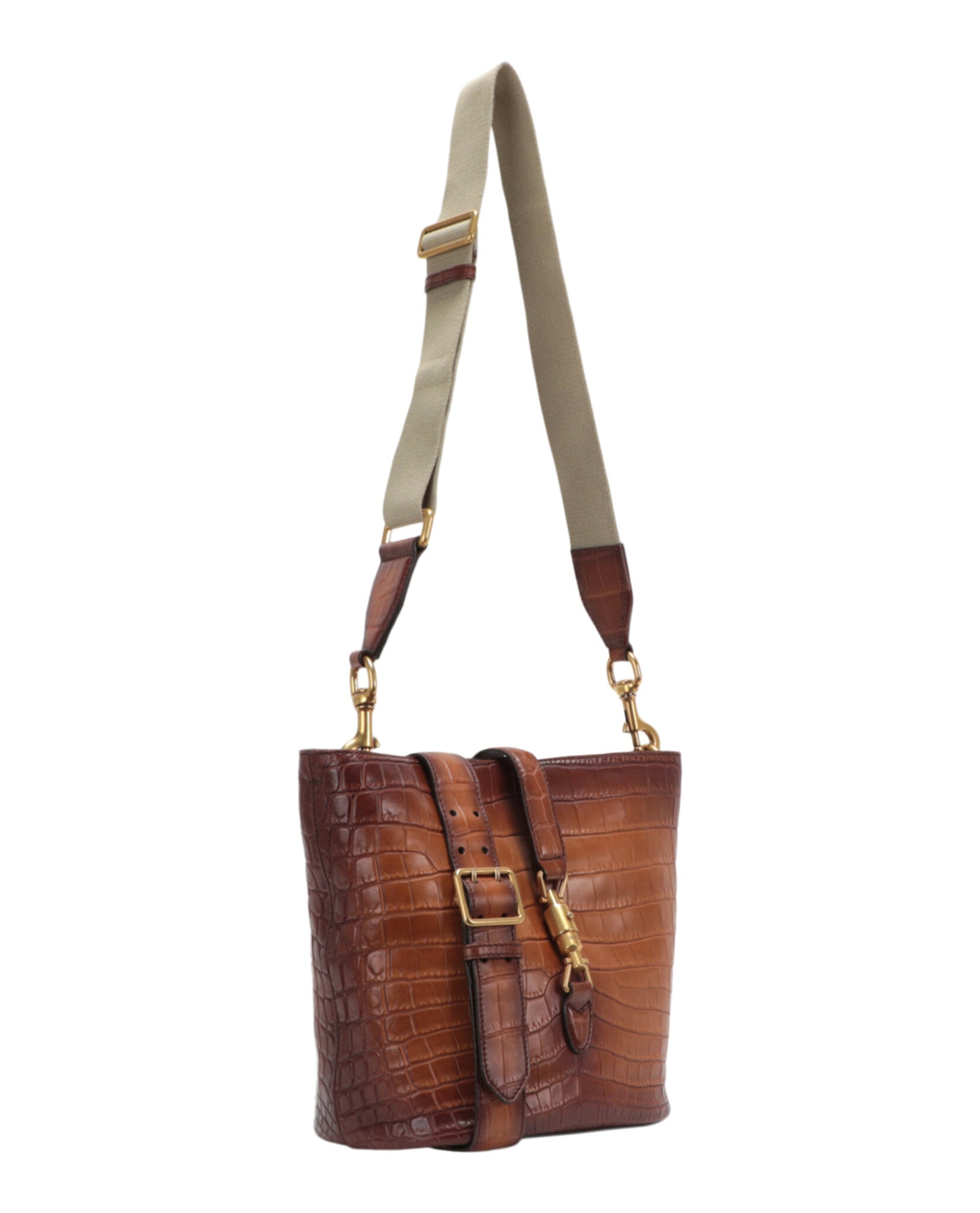 Gucci Womens Jackie Crocodile Bucket Bag