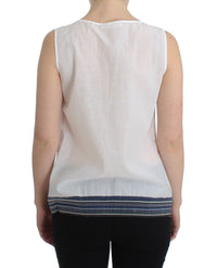 Ermanno Scervino White Blue Top Blouse Tank Shirt Women's Sleeveless